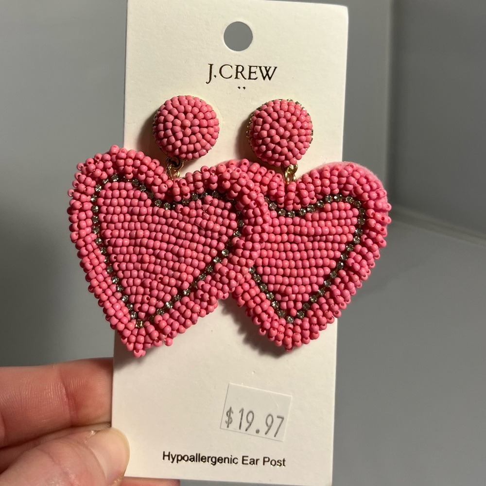 J Crew New With Tags Gold Colored Hypoallergenic Ear Post Heart Earrings!
